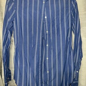 GAP Blue and White Striped Women's Button Down Shirt